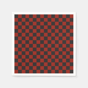 Zwart en diep rood schaakbordpatroon servet