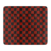 Zwart en diep rood schaakbordpatroon snijplank (Voorkant)