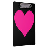 Zwart en Diep Roze Hart Vorm Klembord (Rechts)