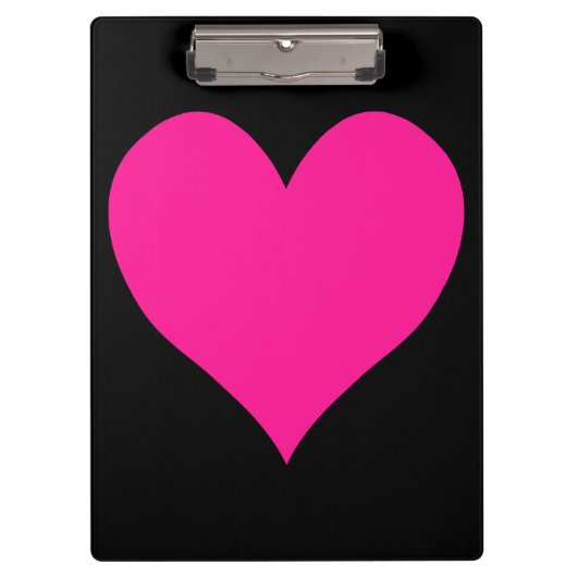 Zwart en Diep Roze Hart Vorm Klembord (Voorkant)