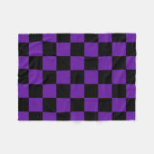 Zwart en donker Paars vierkant patroon Fleece Deken (Voorkant (Horizontaal))