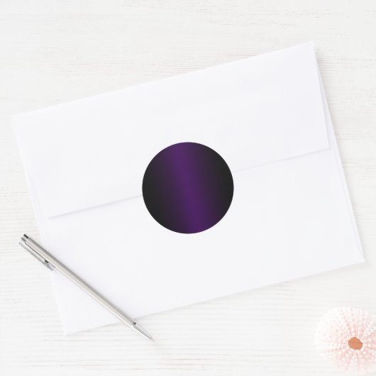 Zwart en Donker Paarse Gradient Blank Ronde Sticker (Envelop)