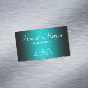 Zwart en donker turquoise elegant ombre magnetisch visitekaartje