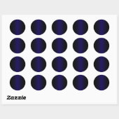 Zwart en donkerblauw verloop blank ronde sticker (Vel)