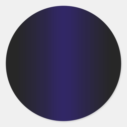 Zwart en donkerblauw verloop blank ronde sticker (Voorkant)