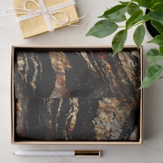 Zwart en donkerbruin goudvormig ontwerp tissuepapier (Geschenk)