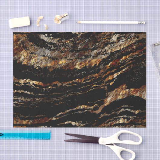 Zwart en donkerbruin goudvormig ontwerp tissuepapier (Craft)