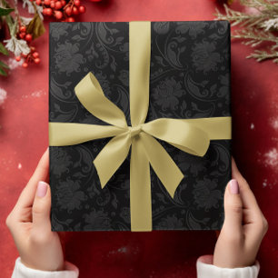 Zwart en donkergrijs Damasmaskermonochromatische v Cadeaupapier