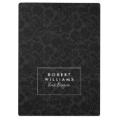 Zwart en donkergrijs Floral DamasPatroon Klembord (Achterkant)