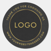 Zwart en donkergrijs vintage faux leer ronde sticker (Voorkant)