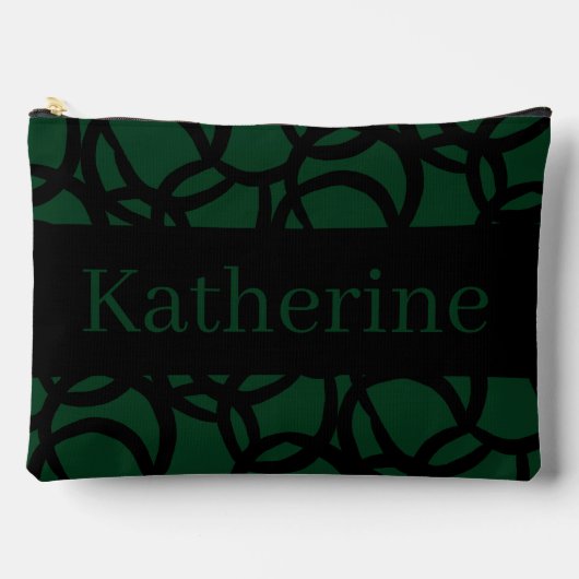 Zwart en Donkergroen Patroon Aangepaste Naam Etui (Voorkant)