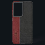 Zwart en donkerrood  gelaagd  leder samsung galaxy hoesje<br><div class="desc">Elegant afbeelding van masculinair zwart en donkerrood aangeroerd  faux leder ziet er uit met aanpasbaar monogram.</div>