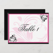 Zwart en Donkerroze Bloemenrol Tafelnummer (Voorkant / Achterkant)