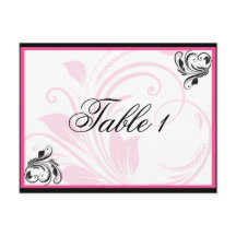 Zwart en Donkerroze Bloemenrol Tafelnummer
