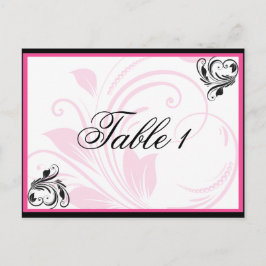Zwart en Donkerroze Bloemenrol Tafelnummer