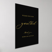 Zwart en Echt Folie Script Wedding Guestbook Sign Afdrukken (Laagn)