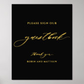 Zwart en Echt Folie Script Wedding Guestbook Sign Folie Afdrukken (Voorkant)