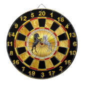 Zwart en een wit paard dat vecht dartbord (Voorkant)