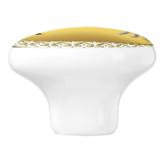 Zwart en een wit paard dat vecht keramische knop (Zijkant)