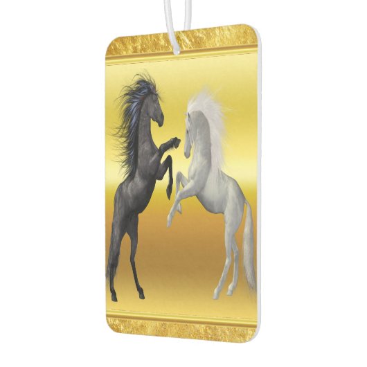 Zwart en een wit paard dat vecht luchtverfrisser (Links)