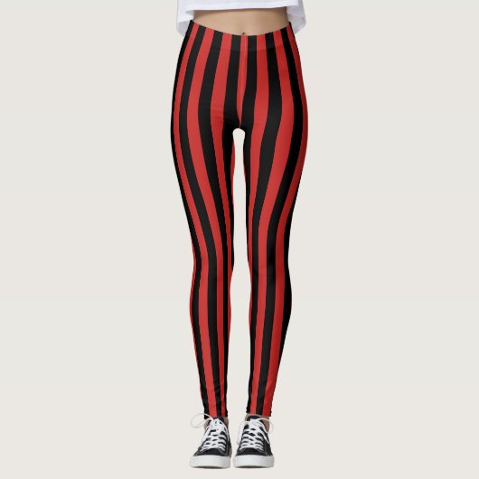 Zwart en elke kleur Verticale stripe Pirate Hallow Leggings (Voorkant)