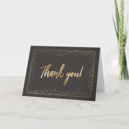 Zwart en Faux Gold Foil modern penseelscript Bedankkaart