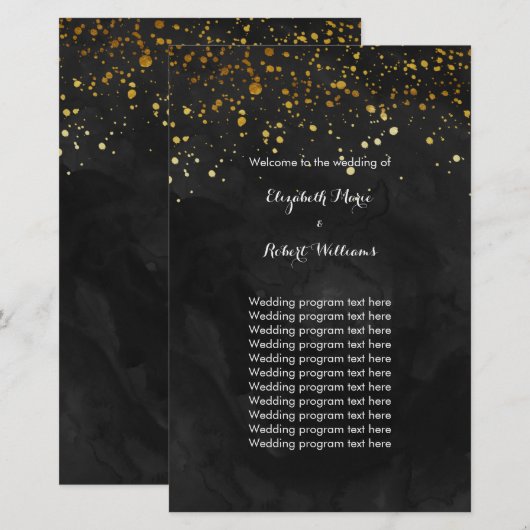 Zwart en Faux Gold Glitter (Voorkant / Achterkant)