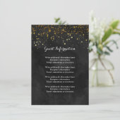 Zwart en Faux Gold Glitter Informatiekaartje (Staand voorkant)