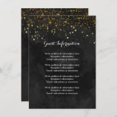 Zwart en Faux Gold Glitter Informatiekaartje (Voorkant / Achterkant)