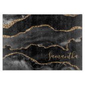 Zwart en Faux Gold Glitter Marble Agate Snijplank (Voorkant)