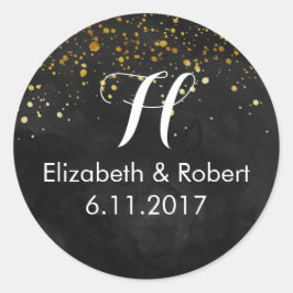 Zwart en Faux Gold Glitter Ronde Sticker