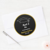 Zwart en Faux Gold Graduation Party Dank je Ronde Sticker (Envelop)