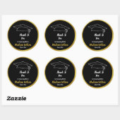 Zwart en Faux Gold Graduation Party Dank je Ronde Sticker (Vel)