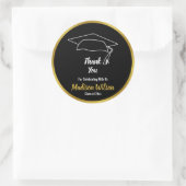 Zwart en Faux Gold Graduation Party Dank je Ronde Sticker (Tas)