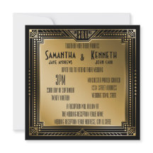 Zwart en Faux Gold Great Gatsby Geometric Wedding