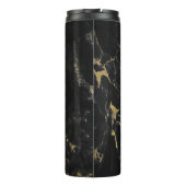 Zwart en Faux Gold Marmer Elegant Monogram Thermosbeker (Achterkant)