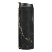 Zwart en Faux Gold Marmer Elegant Monogram Thermosbeker (Geroteerd rechts)