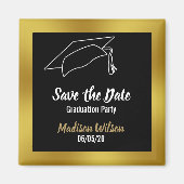 Zwart en Faux Gold Save the Date Graduation Party Magneet (Voorkant)