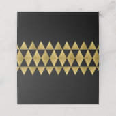 Zwart en Faux Goud Driehoek Geometrisch Patroon Plaatskaartje (Buitenkant ongevouwen)