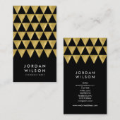 Zwart en Faux Goud Driehoek Modern Verticaal Visitekaartje (Voorkant / Achterkant)