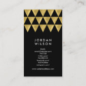 Zwart en Faux Goud Driehoek Modern Verticaal Visitekaartje (Achterkant)