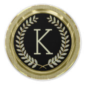 Zwart en Faux Goud Wit Glitter Krans Keramische Knop (Voorkant)