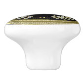 Zwart en Faux Goud Wit Glitter Krans Keramische Knop (Zijkant)