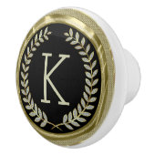 Zwart en Faux Goud Wit Glitter Krans Keramische Knop (Rechts)