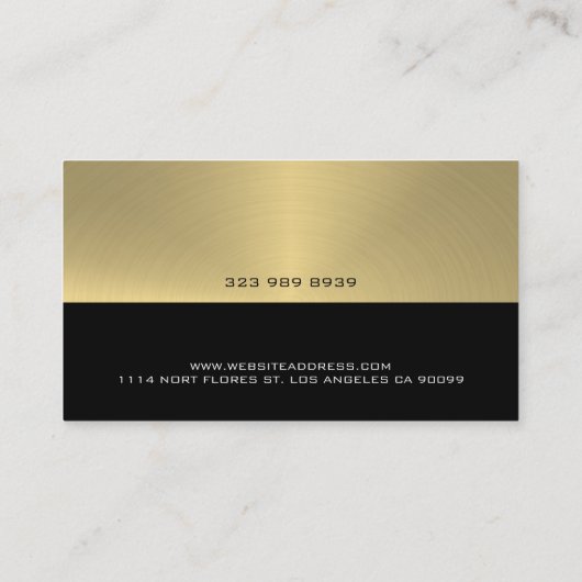 Zwart en faux gouden achtergrond fitness trainer visitekaartje (Achterkant)