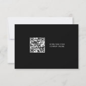 Zwart en Faux gouden script QR code bruiloft websi RSVP Kaartje (Achterkant)