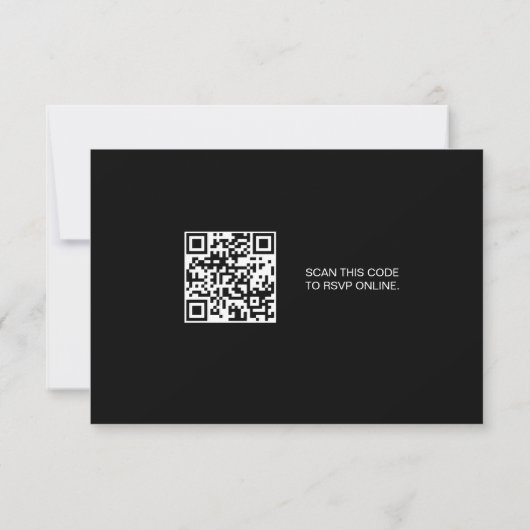 Zwart en Faux gouden script QR code bruiloft websi RSVP Kaartje (Achterkant)