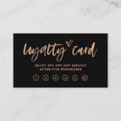 Zwart en faux Roos | Casual script en hart Klantenkaartje (Voorkant)