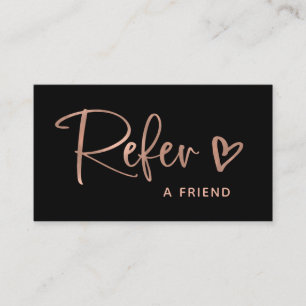 Zwart en Faux Roos Gold Script en hart Aanbevelingskaartje