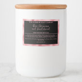 Zwart en faux roze folie waterdicht zeepdooslabel voedselcontainer etiket (Voorkant)